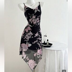 Floral Black and Pink Dress